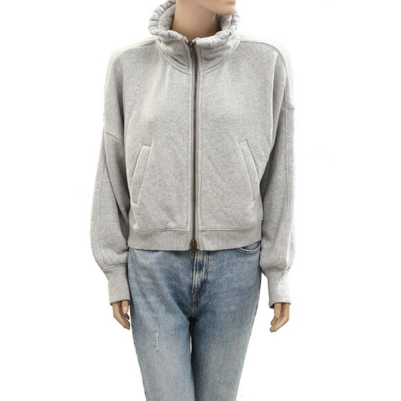 Free People Cece Sweatshirt Jacket Top Ruffle Soft Cotton Oversized S New 277189 - Picture 4 of 7